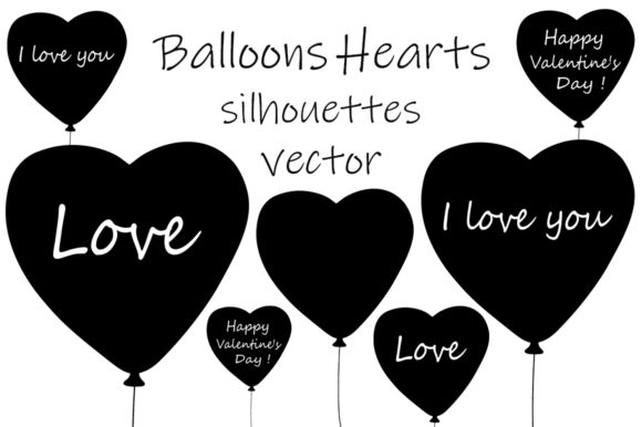 Balloons Hearts Silhouettes Valentine's