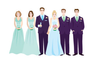Bride and Groom with Bridal Party Embroidery Design Review
