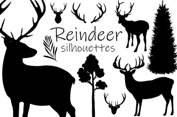 Reindeer Silhouettes Vector Illustration Review for Embroidery Projects