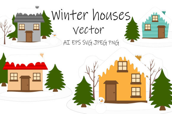 Winter Houses Vector: A Subtle Embroidery Design for Holiday Projects